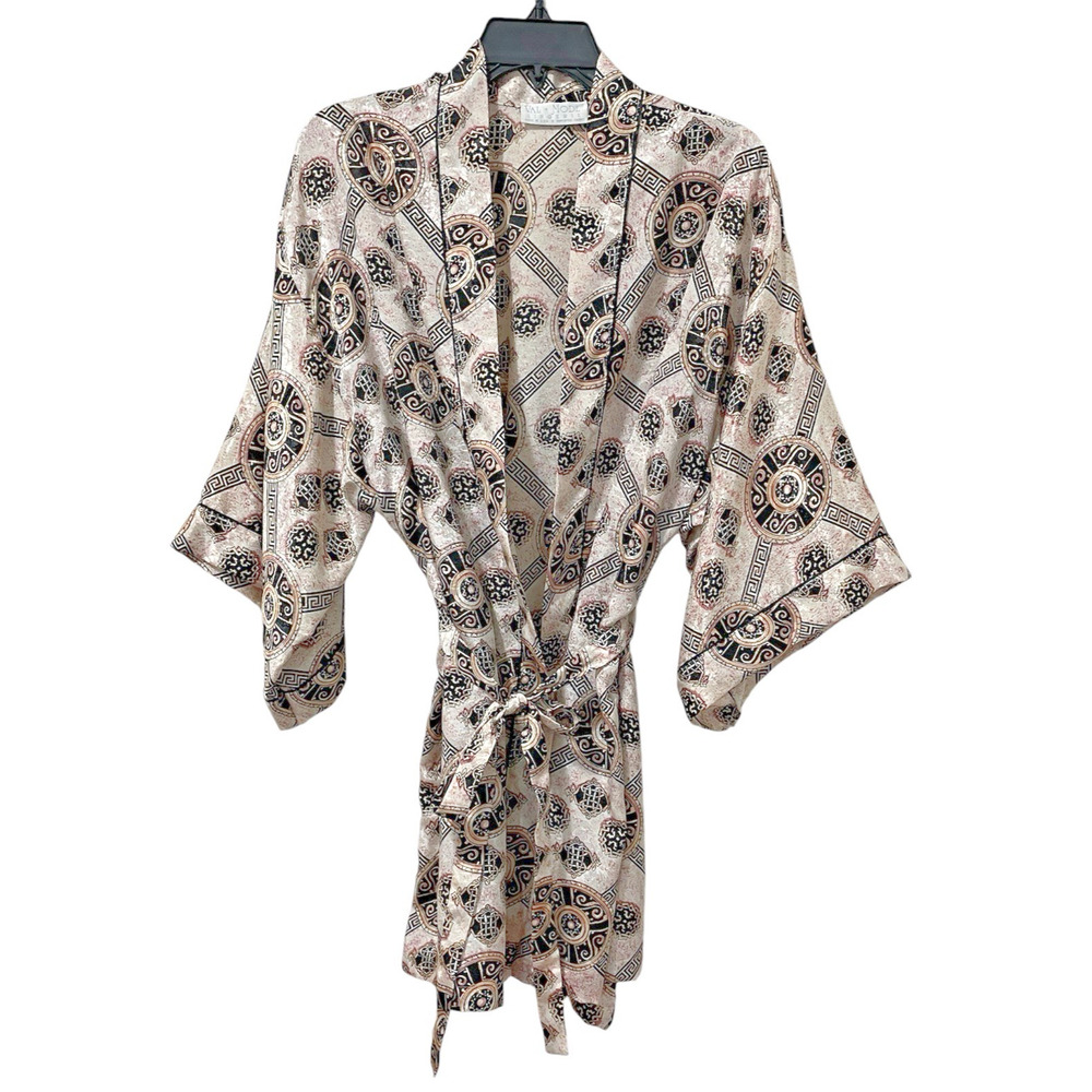 Vintage Val Mode Kimono Robe Womens Medium Aztec Print Short Coverup Lingerie